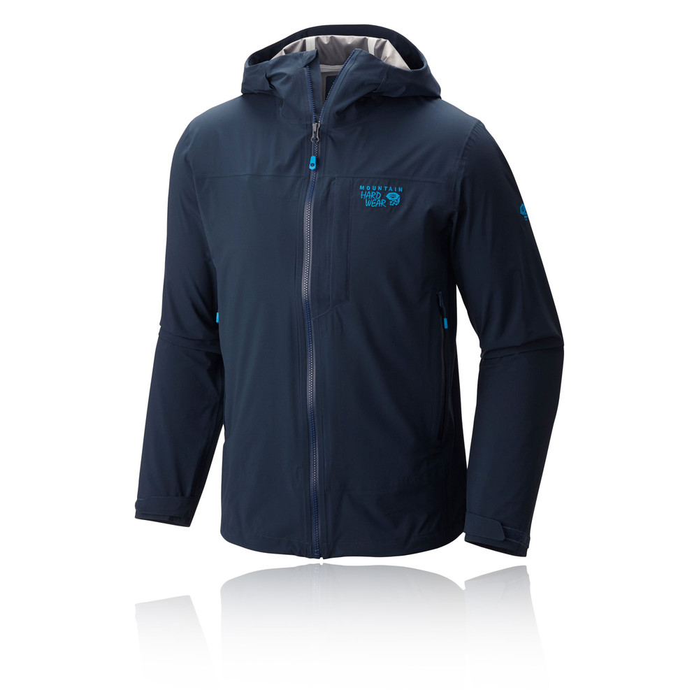 Mountain Hardwear Stretch Mens Blue Waterproof Hoody Hooded Hiking