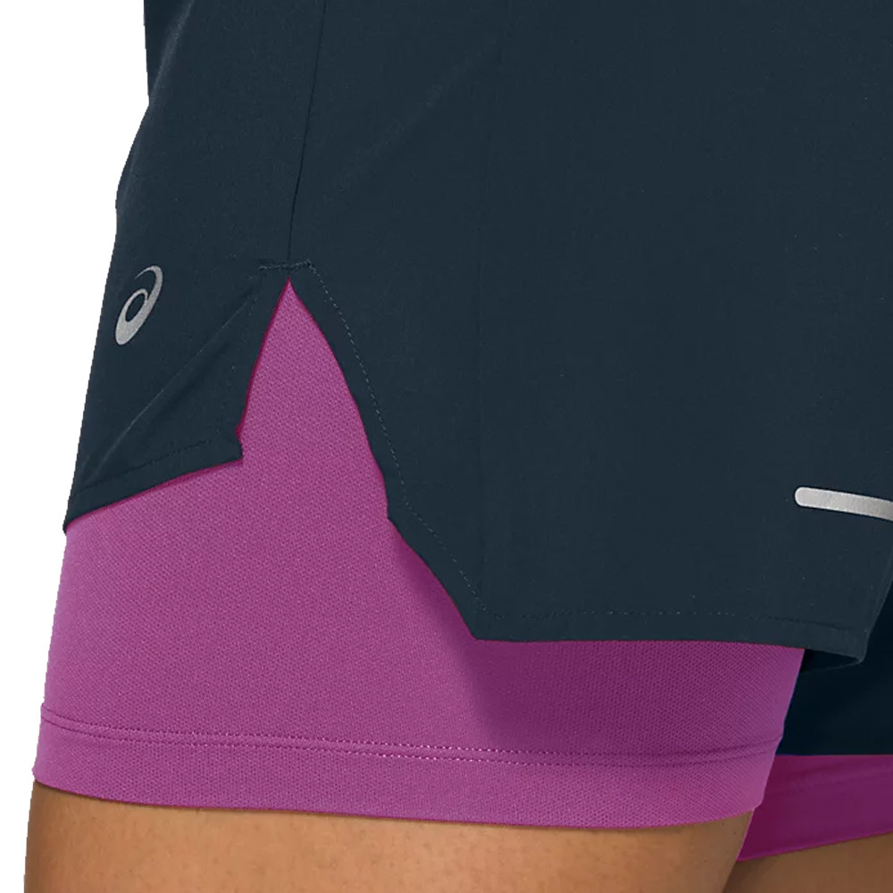 Asics Womens Road 2-N-1 5.5IN Shorts Pants Trousers Bottoms Blue Sports Running | eBay