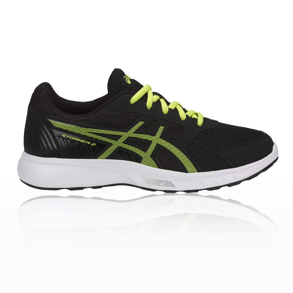 ASICS Da Donna Stormer 2 Scarpe Da Corsa Ginnastica Sport Traspirante Nero ASICS Da Donna Stormer 2 Scarpe Da Corsa Ginnastica Sport Traspirante Nero