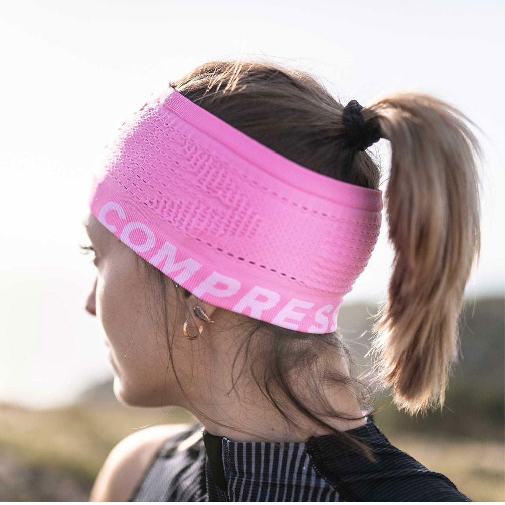 Pink Sports Running Tennis Gym Compressport Womens Thin On//Off Headband