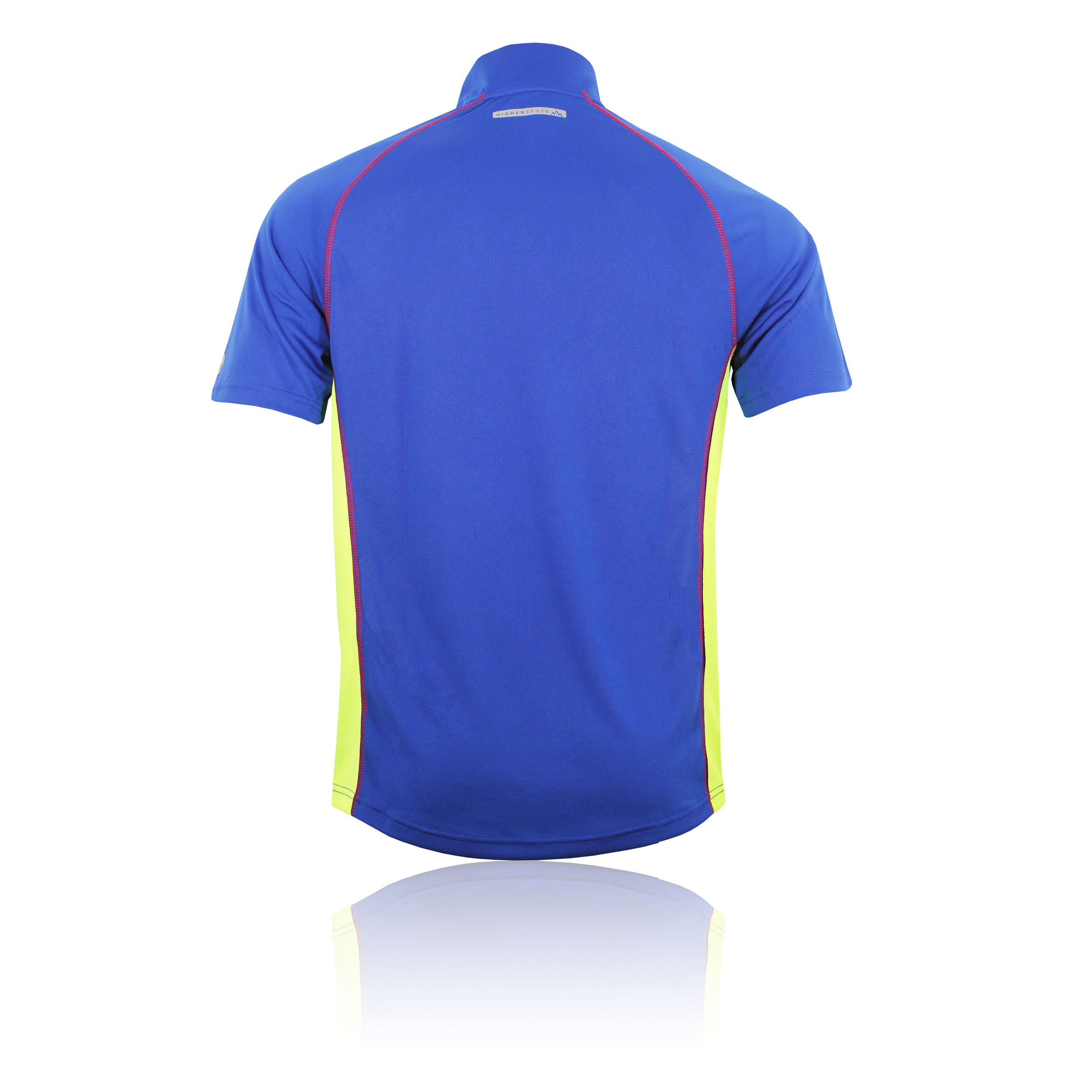 Higher State Mens Blue Yellow Half Zip Short Sleeve Running Training T