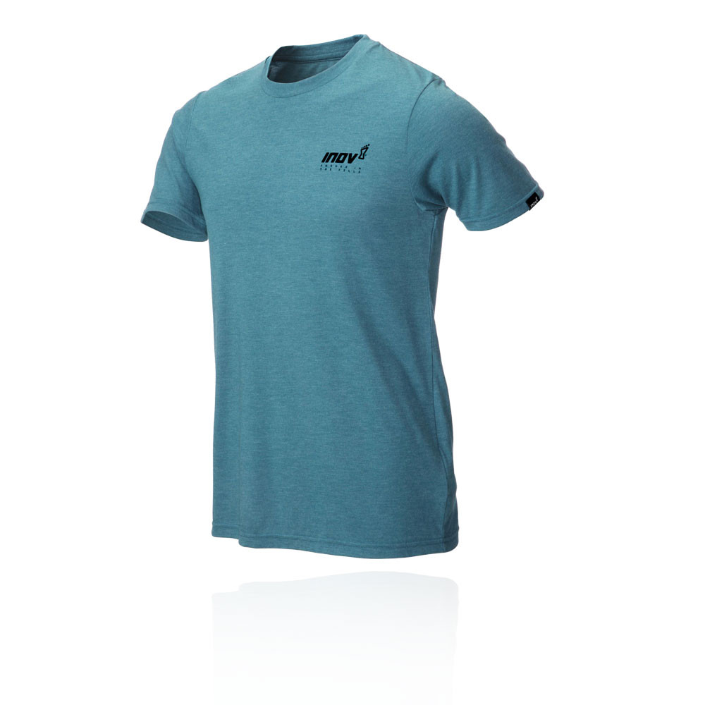 Inov 8 Homme Tri Blend manches courtes T Shirt Tee Top-Blue Sports Running