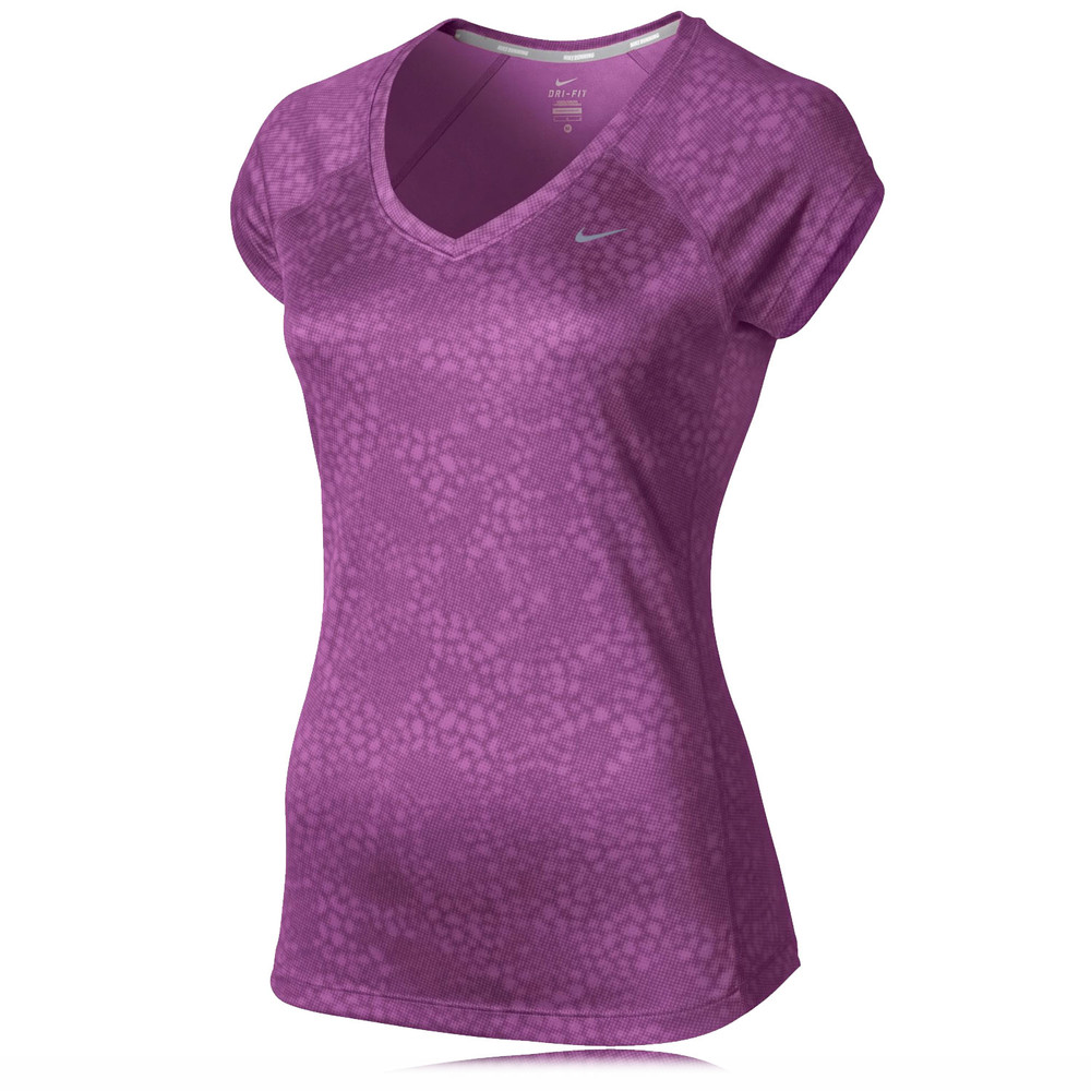 Nike Lady Printed Miler VNeck Short Sleeve TShirt