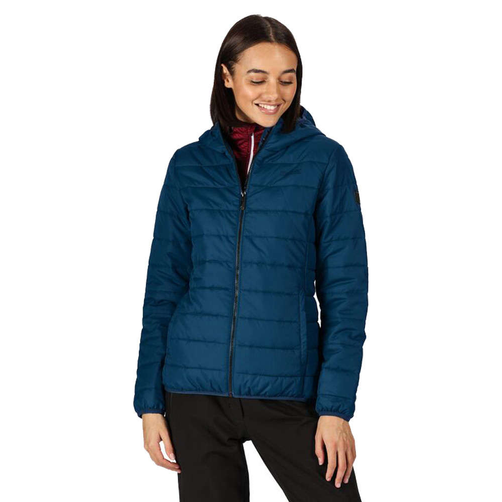 women's andell ii lightweight insulated quilted hooded parka walking jacket blue opal